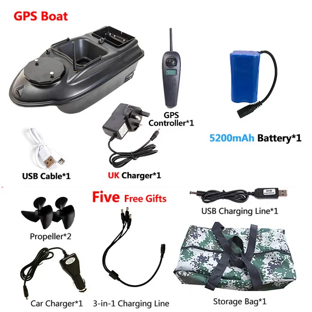 GPS Aasboot 500M 3KG Laadvermogen 40 stuks GPS Puntvisserij Aasboot 2 Bakken GPS Autonavigatie LCD Scherm Viszoeker Nestboot