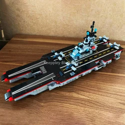 8 In 1 Aircraft Carrier Building Blocks Military Navy Warship Destroyer Bricks Ship 3D Model DIT Deformation Toys For Kid Gifts