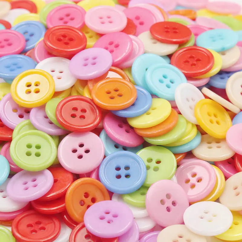 50-200PCs Round Resin Sewing Buttons Scrapbooking Mixed Color Children\'s Handcraft DIY Crafts Clothes Dolls Garment Accessories