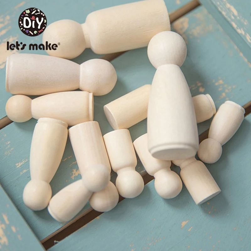 Let's Make 10PCS 65mm,55mm,43mm,35mm Wooden Peg Dolls Girl Boy Wood Dolls Kids Room Decor DIY Unfinished Wooden Peg Dolls