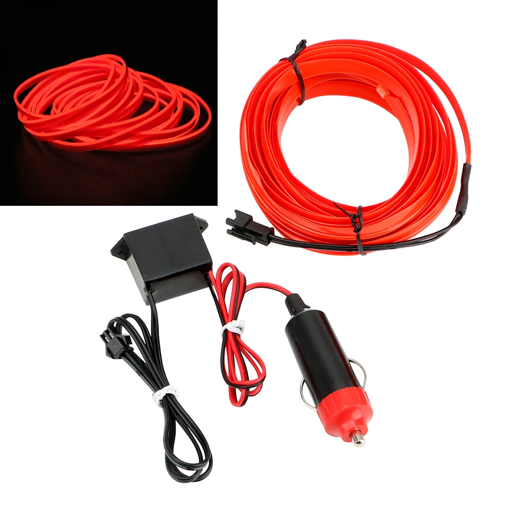 Decorative Lamp Interior Decoration Light Strips Auto Lamps Flexible Neon EL Wire 5m Car styling Car 12V LED Cold lights