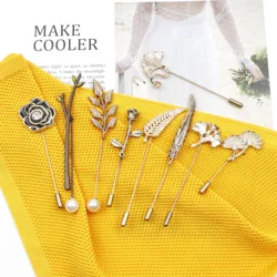 Men's Golden Black Luxury Brooches Various Leaf Ginkgo Fower Pin Chic Fashion Men Suit Shawl Collar Lapel Pins Daily Accessory