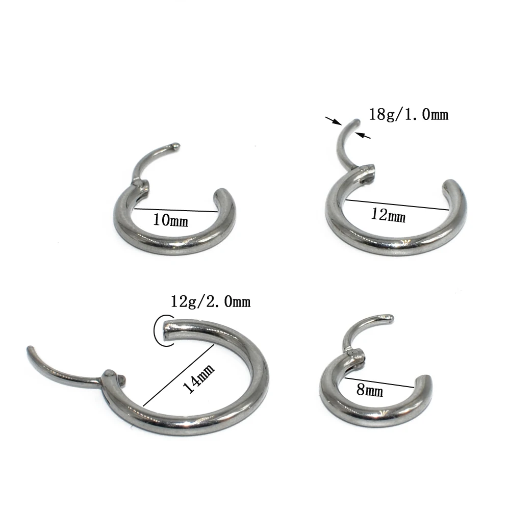 2 PCS/Lot Stainless Steel Septum Clicker Hoop Nose Ring Ear Tragus Cartilage Daith Helix Earring Stud Body Piercing Jewelry