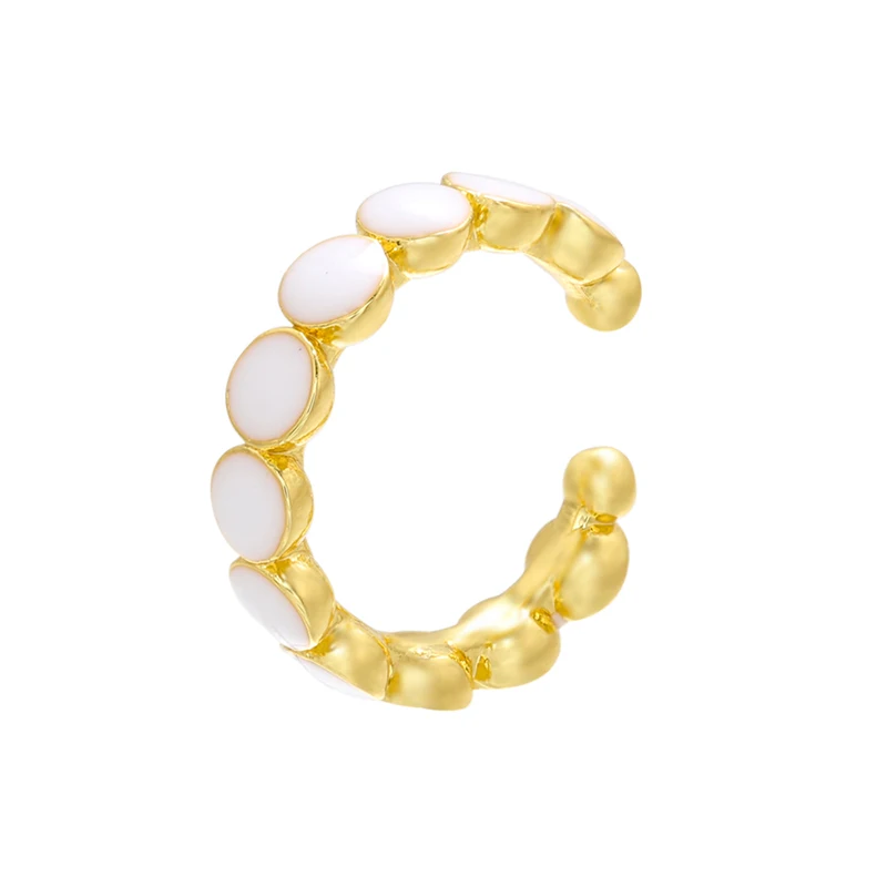 2Pcs(1Pair) Gold-colour Tone Women\'s Ear Cuffs Enamel-Style Ear Clips (No Piercing Required) Women\'s Jewelry Model: VE310