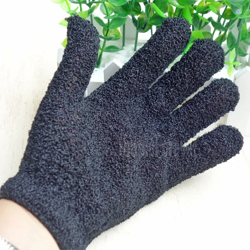 

Black Peeling Glove Five Fingers Exfoliating Tan Removal Bath Mitts Paddy Soft Fiber Massage Bath Glove Cleaner 100pcs/lot