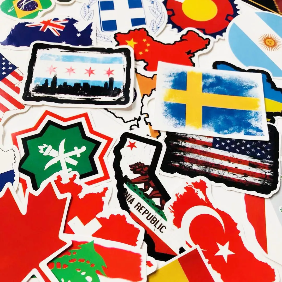 10/30/50pcs World Countries Flags Cartoon Sticker Creative Aesthetic Art Stickers Scrapbook Laptop Diy Kids Toys Decal Stickers