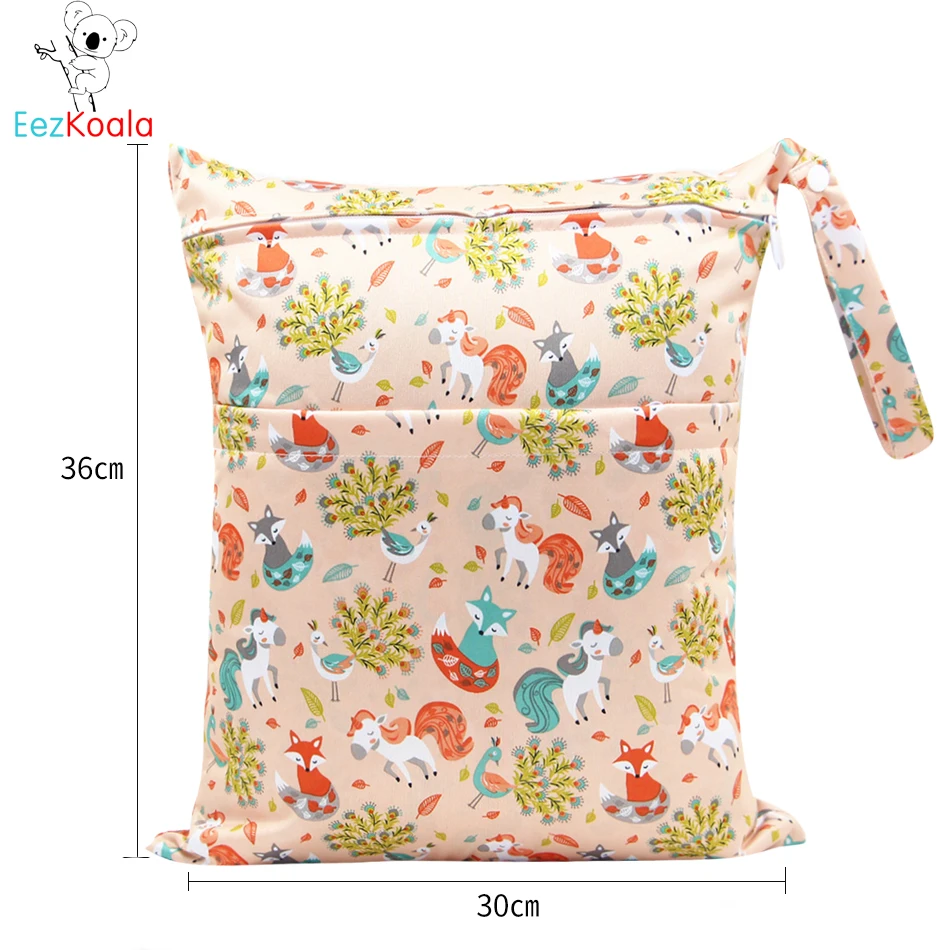 Eezkoala mochila de fraldas de pano, 2 peças, bolsas duplas com zíper molhado/seco, à prova d\'água, mochila de fralda de bebê reutilizável, capa