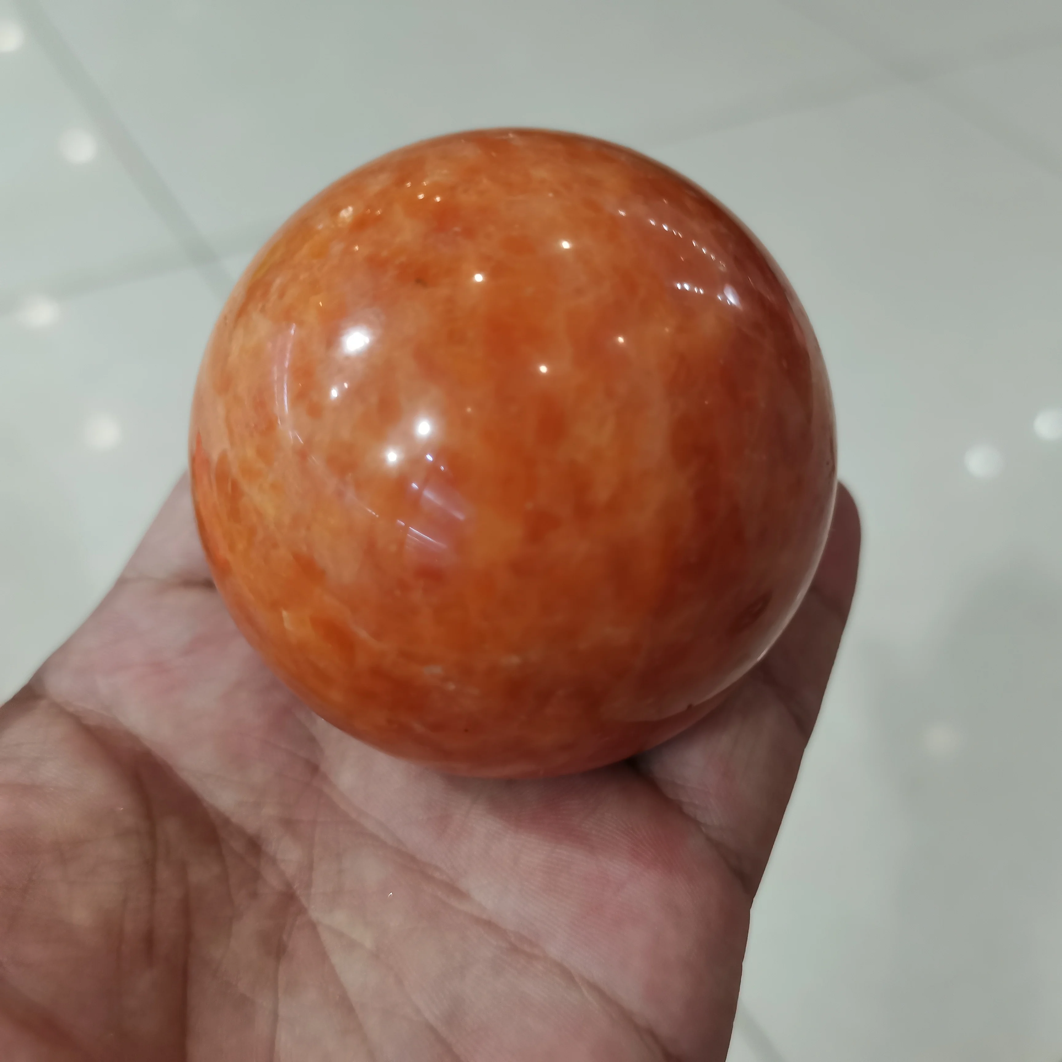 

Natural beauti Sunstone Ball Orange Quartz Crystal Sphere Reiki Energy Gemstone Precious Stones And Minerals Teenage Room Decor