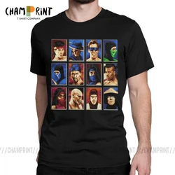 Vintage Mortal Kombat II Tees Genesis Character Select 16 Bit T Shirt Retro Gamer Collage T-Shirts Men Cotton Party Clothing