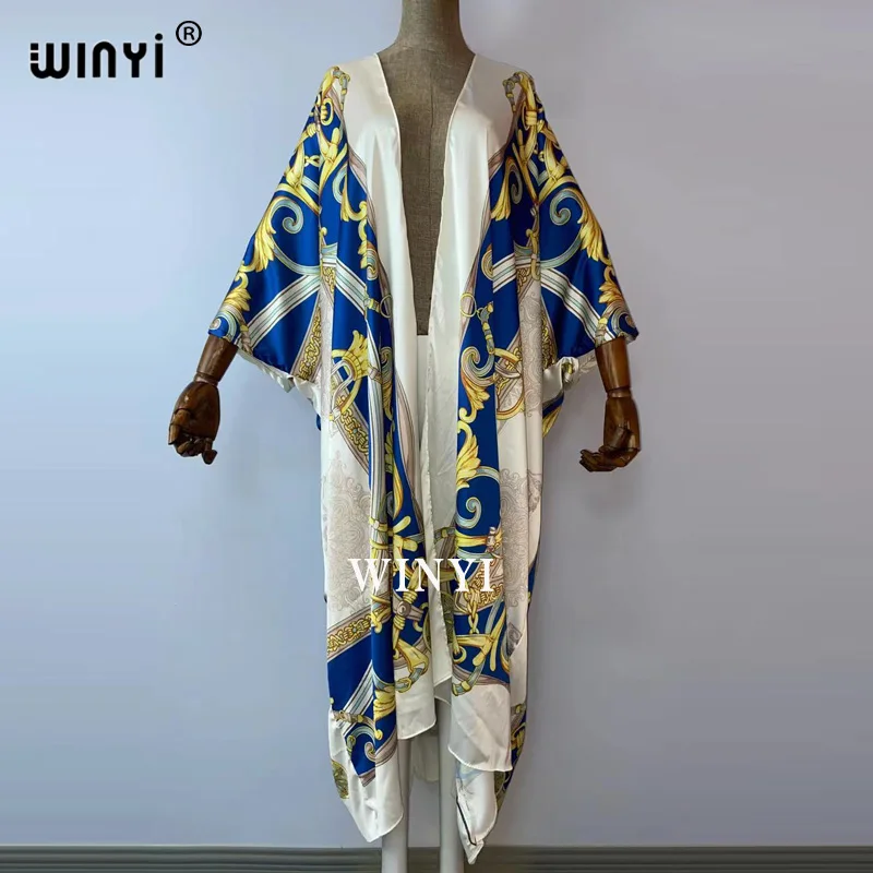 

Middle East Summer Women kimono Cardigan sukienka robe superior quality Boho Maxi فساتين Holiday Batwing Sleeve Silk Robe