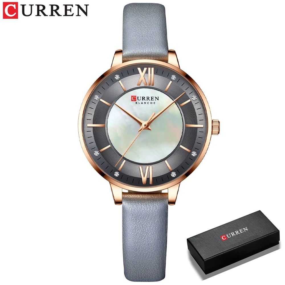CURREN Marken-Damenuhren 2021, luxuriöse, elegante Damen-Armbanduhr mit Lederarmband, Königsblau, Часы Жukusadda 4