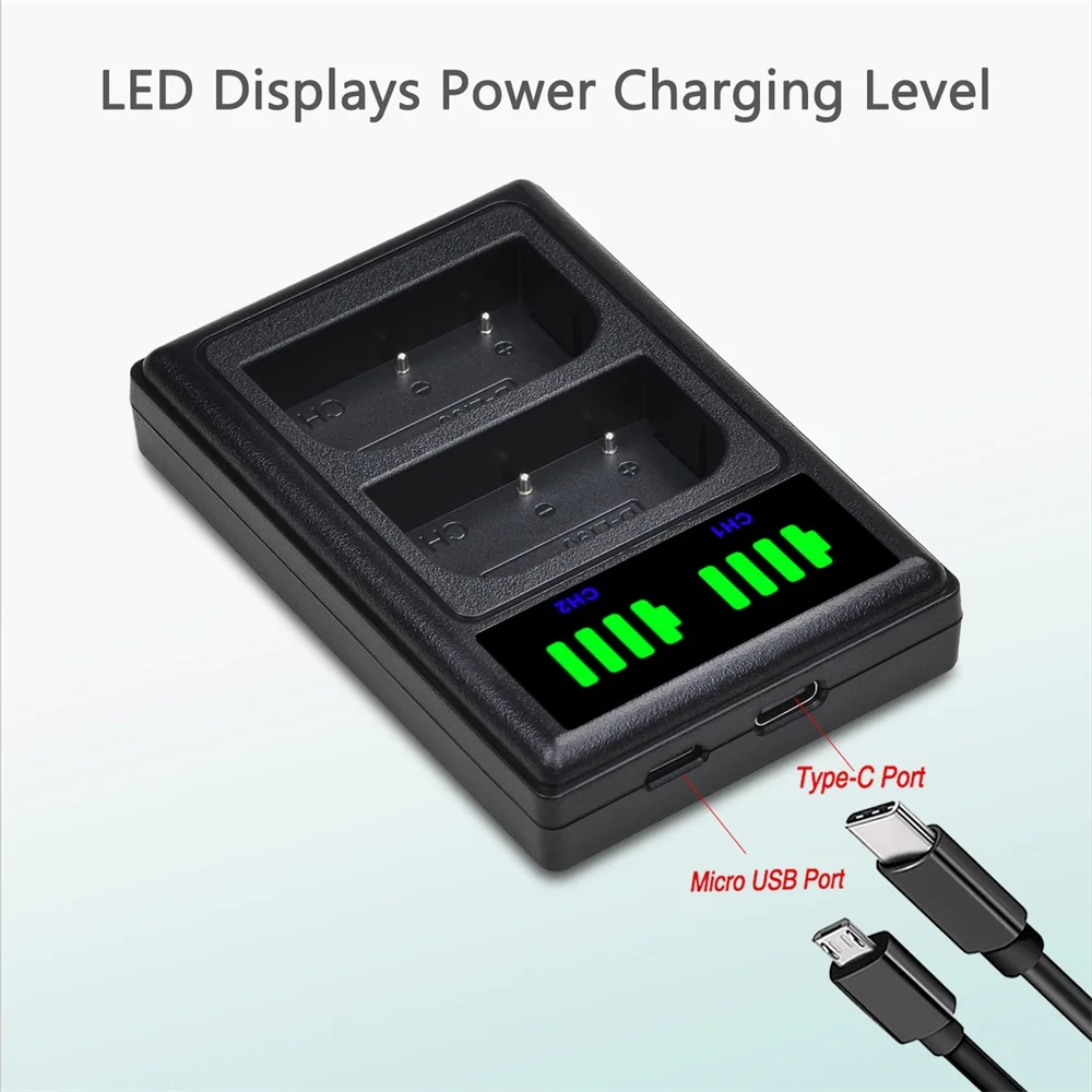 LED المزدوج شاحن يو اس بي مع نوع C ميناء ل D-Li90 DMW-BLF19 BLF19E BLF19PP بطارية و باناسونيك لوميكس DMC-GH3 GH4 GH5
