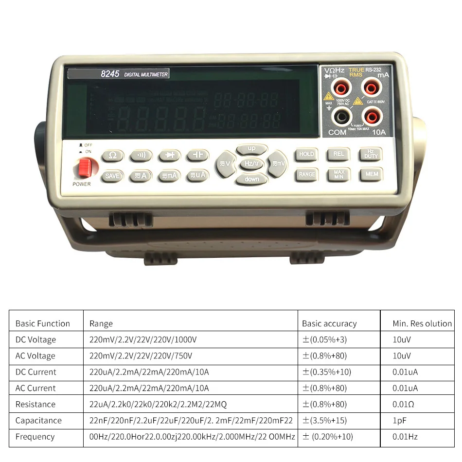 VC8245 4 1/2 Bench Desktop Display With High Precision MULTIMETER Ture RMS With USB Interface