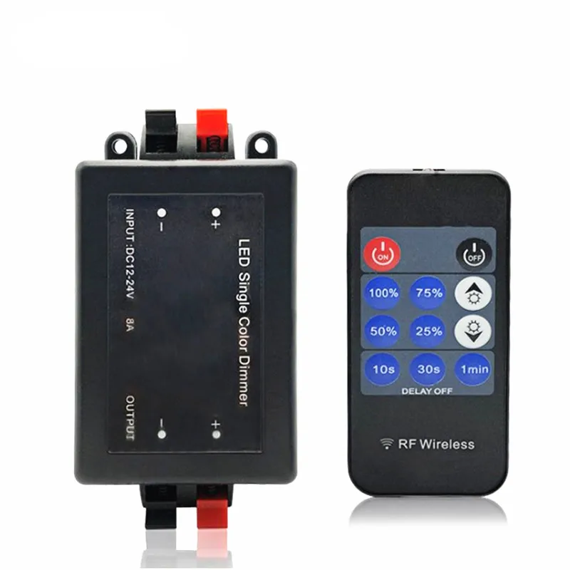 Led Enkele Kleur Dimmer 3Key 11Key Rf Afstandsbediening Draadloze Plastic Led Dimmer Controller 12V 24V Dc 8A