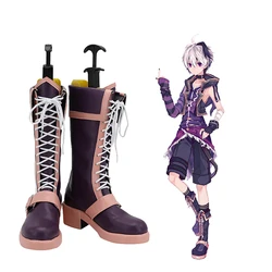 VOCALOID4 Library V4 Flower Cosplay Boots Purple Leather Shoes Custom Made Any Size