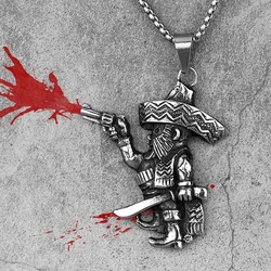 Mexican Musketeer Stainless Steel Men Necklaces Pendants Chain Unique Punk for Boyfriend Male Jewelry Creativity Gift Wholesale