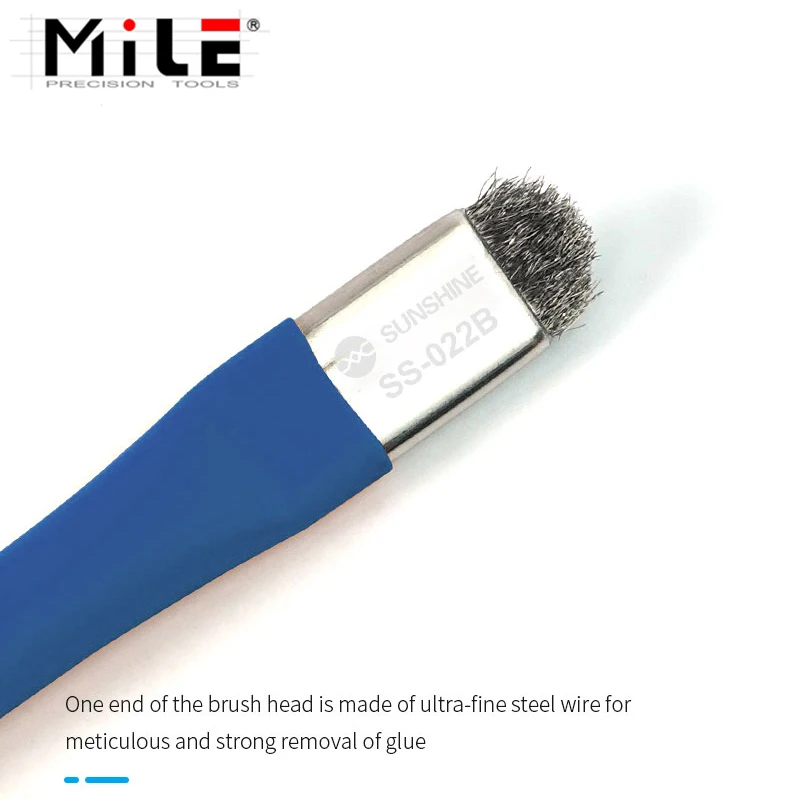 SS-022B Double-Head Brush With Bristle Superfine Steel Wire Mobile Phone Repair IC Pad Motherboard Cleaning Removal Glue Tool
