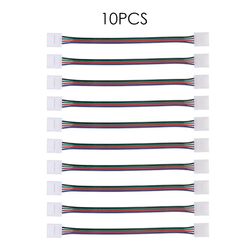 10 Pack 4 Pin Extension เชื่อมสำหรับ RGB LED Strip Light L2274 Drop Shipping