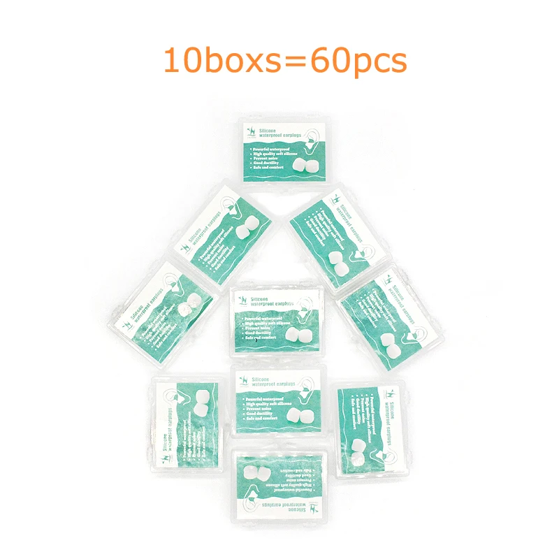 60Pcs ป้องกันเสียงรบกวนหูฟัง Sleeping ป้องกันซิลิโคนนุ่มกันน้ำกันน้ำว่ายน้ำกีฬาซิลิโคนปลั๊กอุดหู Sleep Care