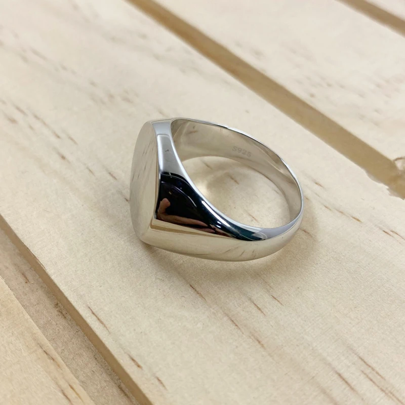 Customize Solid  925 Sterling Silver Signet Rings Mens Wedding Band DIY Engrave Anniversary Jewelry for VIP Link