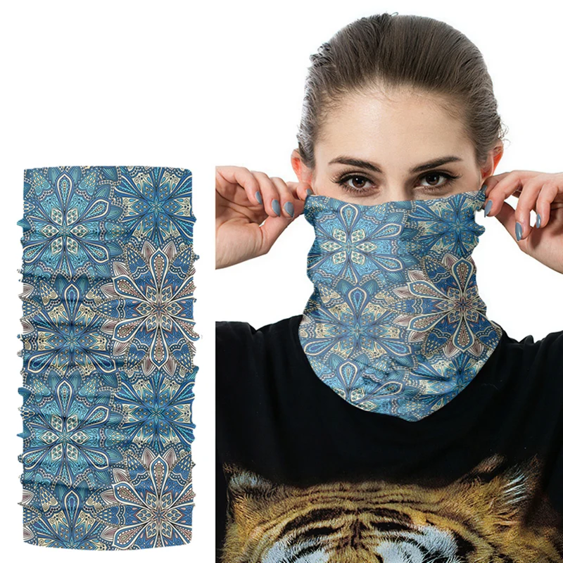 New Bohemian Style Bandana Female Retro Outdoor Cycling Hiking Headscarf Face Neck Gaiter Scarf Dustproof Multifunctional Buffe