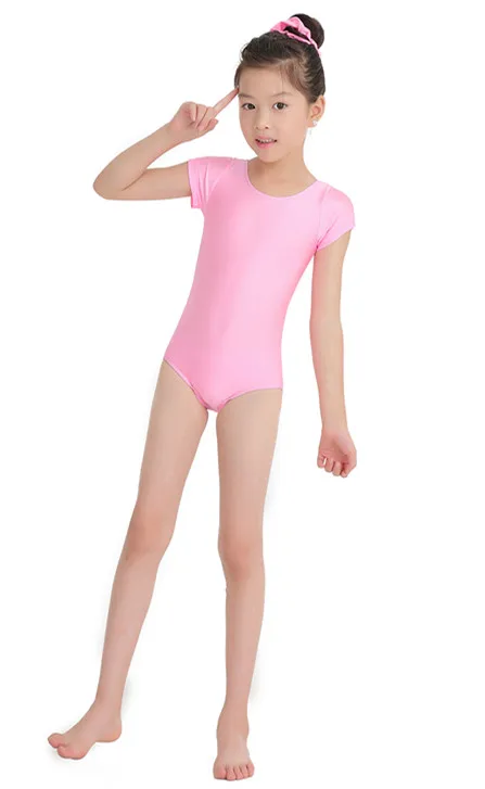 Speerise Girls Short Sleeve Dance Leotard For Gymnastics Child Stretchy  Scoop Neck Pink Ballet Leotards Working Out Wear