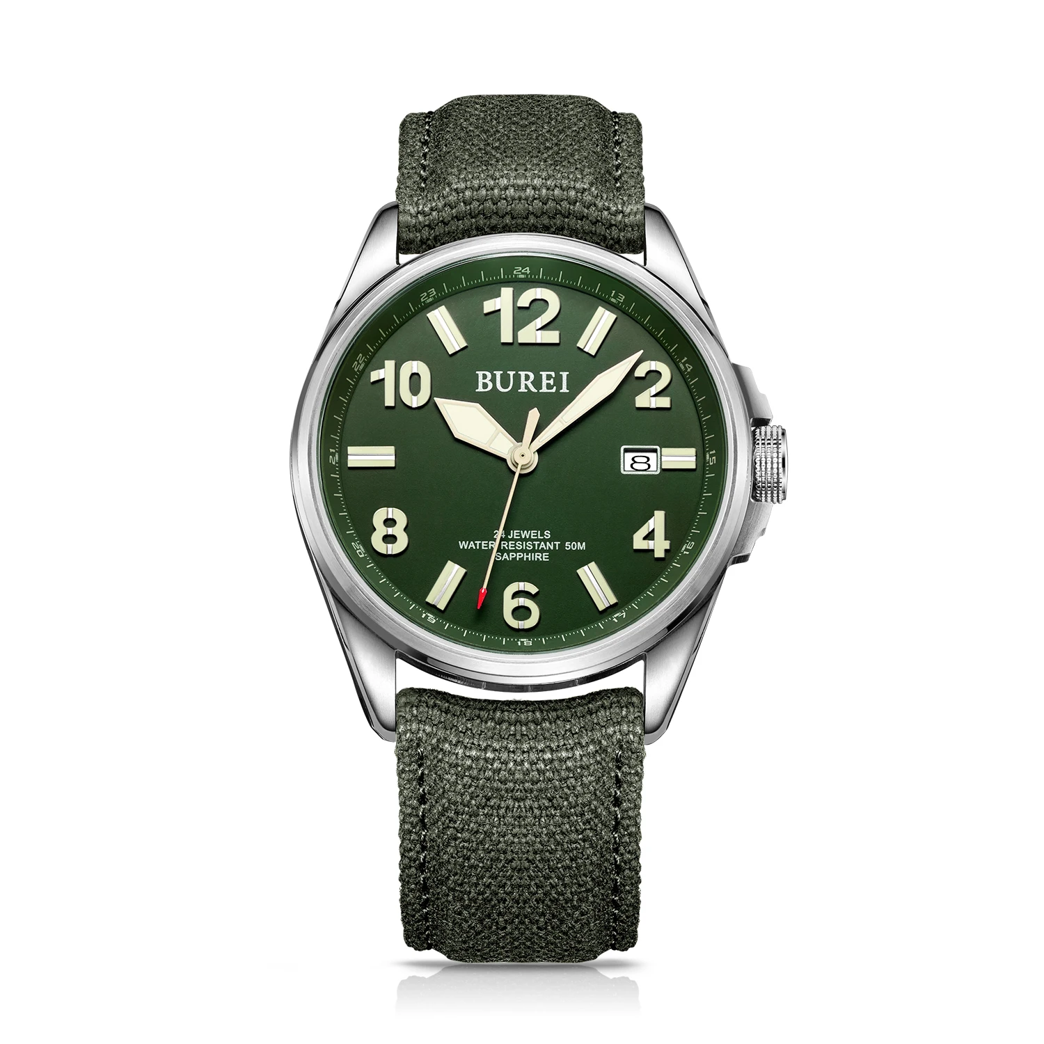 NH35 BUREI-Reloj Automático para hombre, cronógrafo Mecánico Militar de zafiro con correa de lona, informal, Masculino, 2020