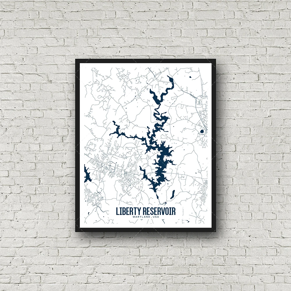 Reservoir Maryland, Great Lakes Alaska Printable Map, Great Lake Wall Art, Alaska Map Art, Printable Lake Map, Lake House Wall A