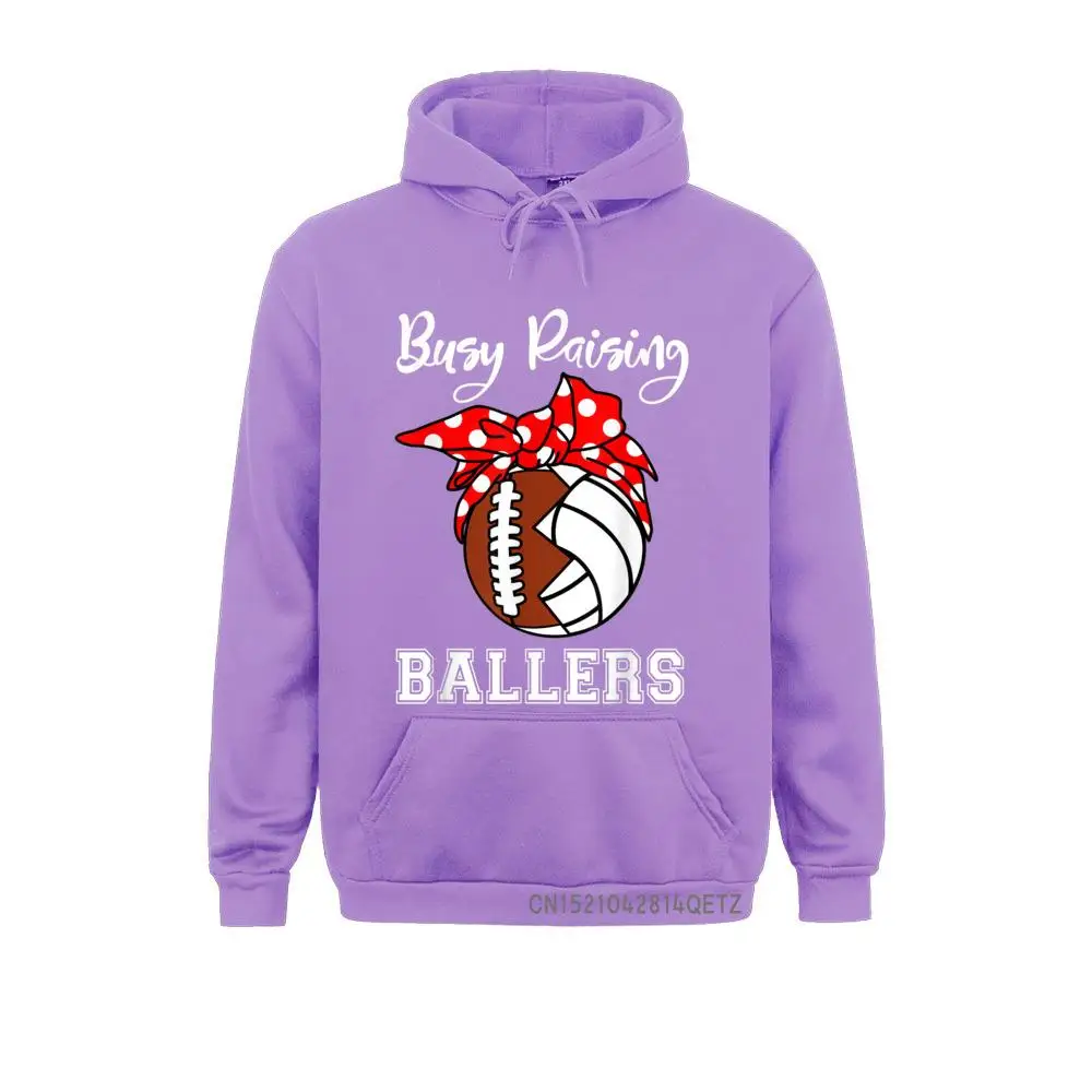 Casual Busy Raising Ballers Funny Football Volleyball Mom Chic Long Sleeve Labor Day Hoodies Discount Hoods Men Sweatshirts