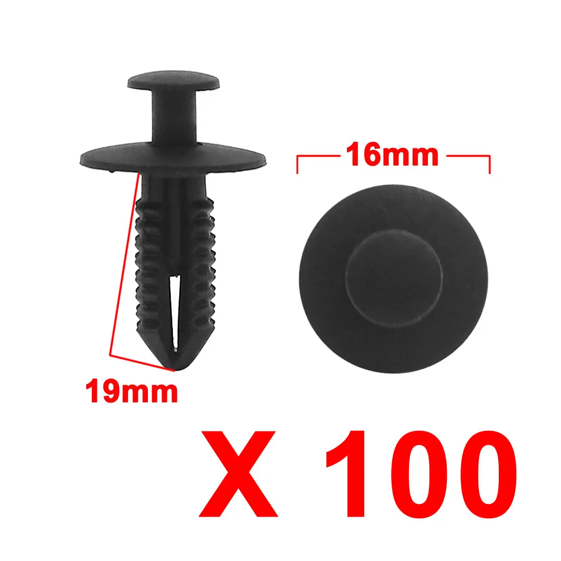 Uxcell 20/100Pcs 7mm x 7mm Hole Black Plastic Door Rivet Push Pin Clips Fastener Retainer Bumper Fender Cover Trim Clip for Car