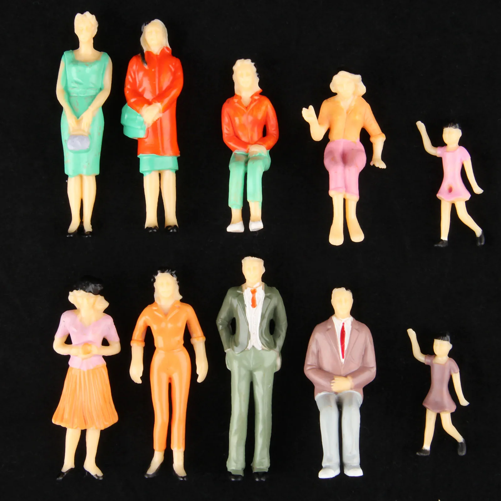 10pcs/lot 1:25 Scale Model Multicolor Miniature Figures Architectural Models Human Scale Model ABS Plastic Peoples 76mm