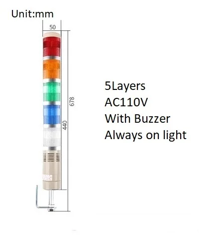 Industriële Multilayer Veiligheid Stapel Alarm Lamp Side Opknoping Led Signaal Toren Waarschuwingslampje DC12V/24V AC110V/220V Met Zoemer