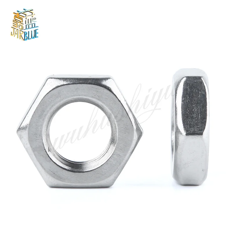 

50Pcs DIN439 GB6172 M3 M4 M5 M6 M8 304 Stainless Steel Hexagonal Nut Thin Hex Nuts