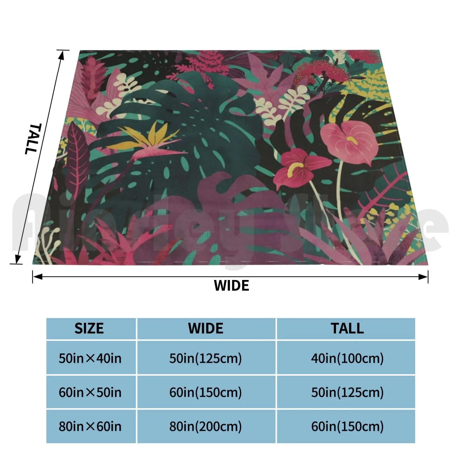 Tropical Tendencies Blanket For Sofa Bed Travel Tropical Floral Hawaii Aloha Flower Leaves Vintage Island