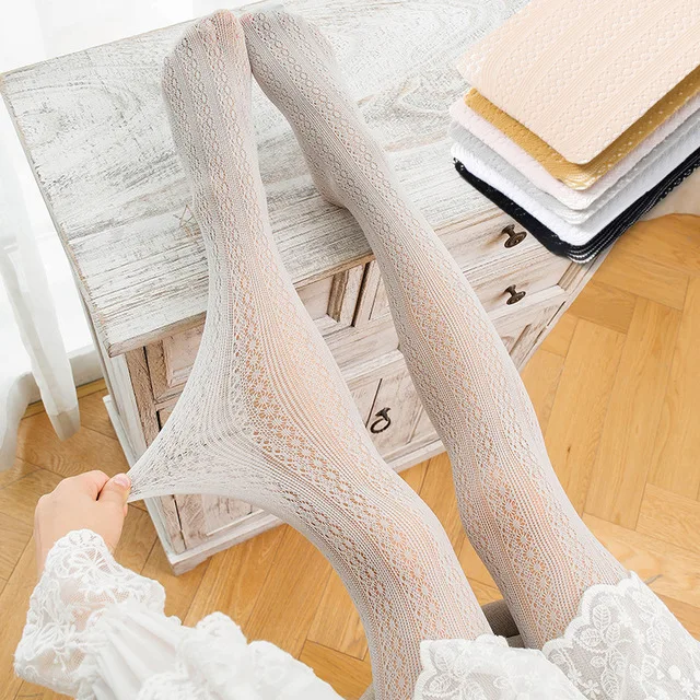 

Summer new girls pantyhose children kids girl pantyhose lace mesh hollow fashion cute ultra-thin dance tights for girls
