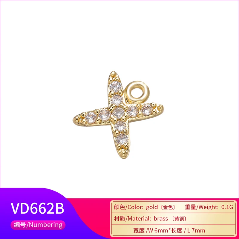 ZHUKOU Brass cute Cross crystal necklace pendant for women DIY handmade necklace jewelry accessories making findings model:VD664
