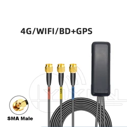 4G GPS WIFI Antenna Three in One Combined Outdoor Waterproof Cabinet Active SMA Male Connector 30dbi High Gain 3m RG174 Cable