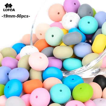 LOFCA 50 개 주판 실리콘 비즈 19mm 아기 젖니 비즈 BPA 무료 식품 등급 DIY 젖꼭지 클립 씹기 보석 만들기 장난감