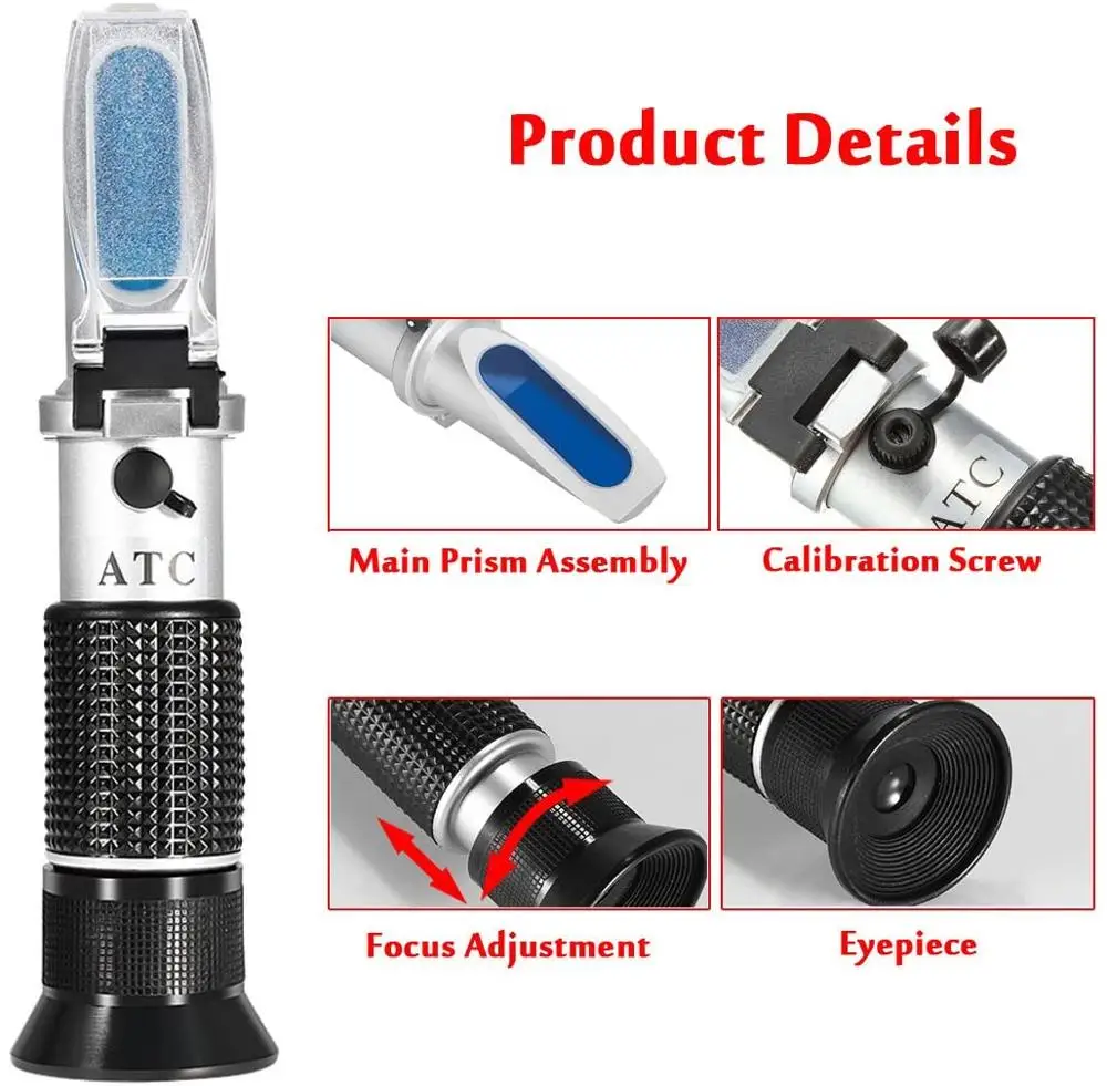 Antifreeze Refractometer Car Freezing Point RHA-701ATC Car Urea 5 in 1 Tester Ethylene Propylene Glycol Battery Fluid