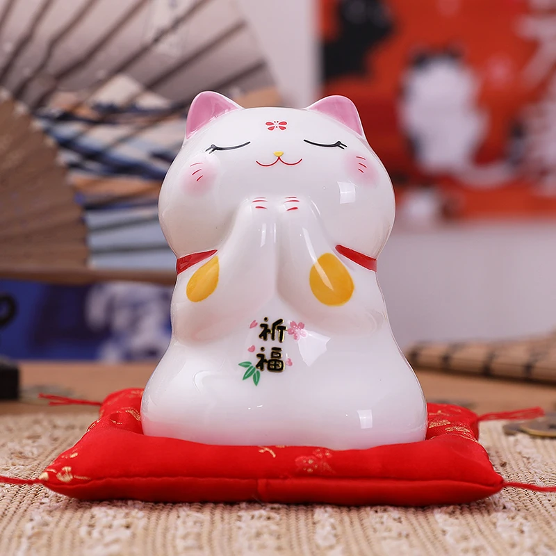 4,5 zoll Keramik Maneki Neko Glück Glück Katze Geld Box Münze Bank Hause Dekoration Ornament FENG SHUI Figurine