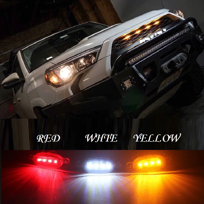 12V Car Grille Light Head LED Little yellow light Daytime running light for land cruiser prado 2016 2017 2018 2019 sticker 150