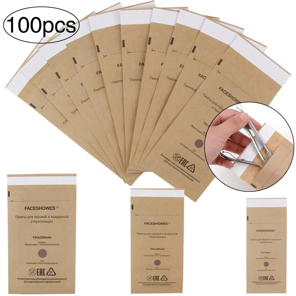 

50/100Pcs Disposable Sterilization Disinfection Bag Cosmetics Manicure Pouch Gel Nails Equipment Sterilizer Machine Accessory