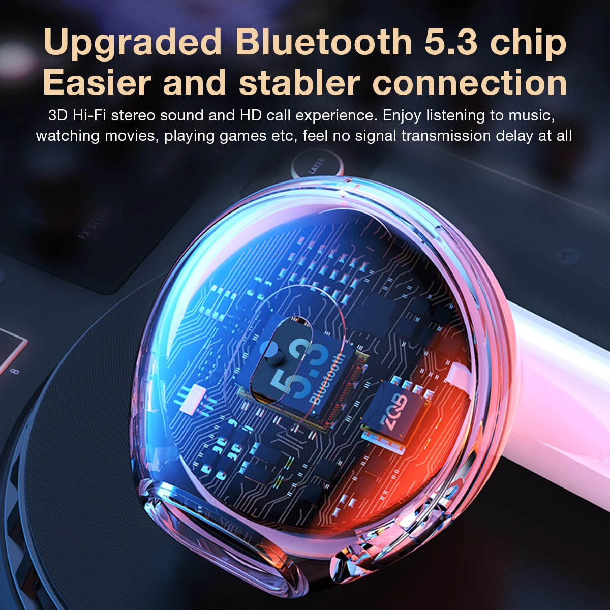 ZQB-auriculares inalámbricos A2 con Bluetooth 5,3, dispositivo de audio estéreo 3D con sonido HiFi, TWS, deportivos, con estuche de carga tipo C