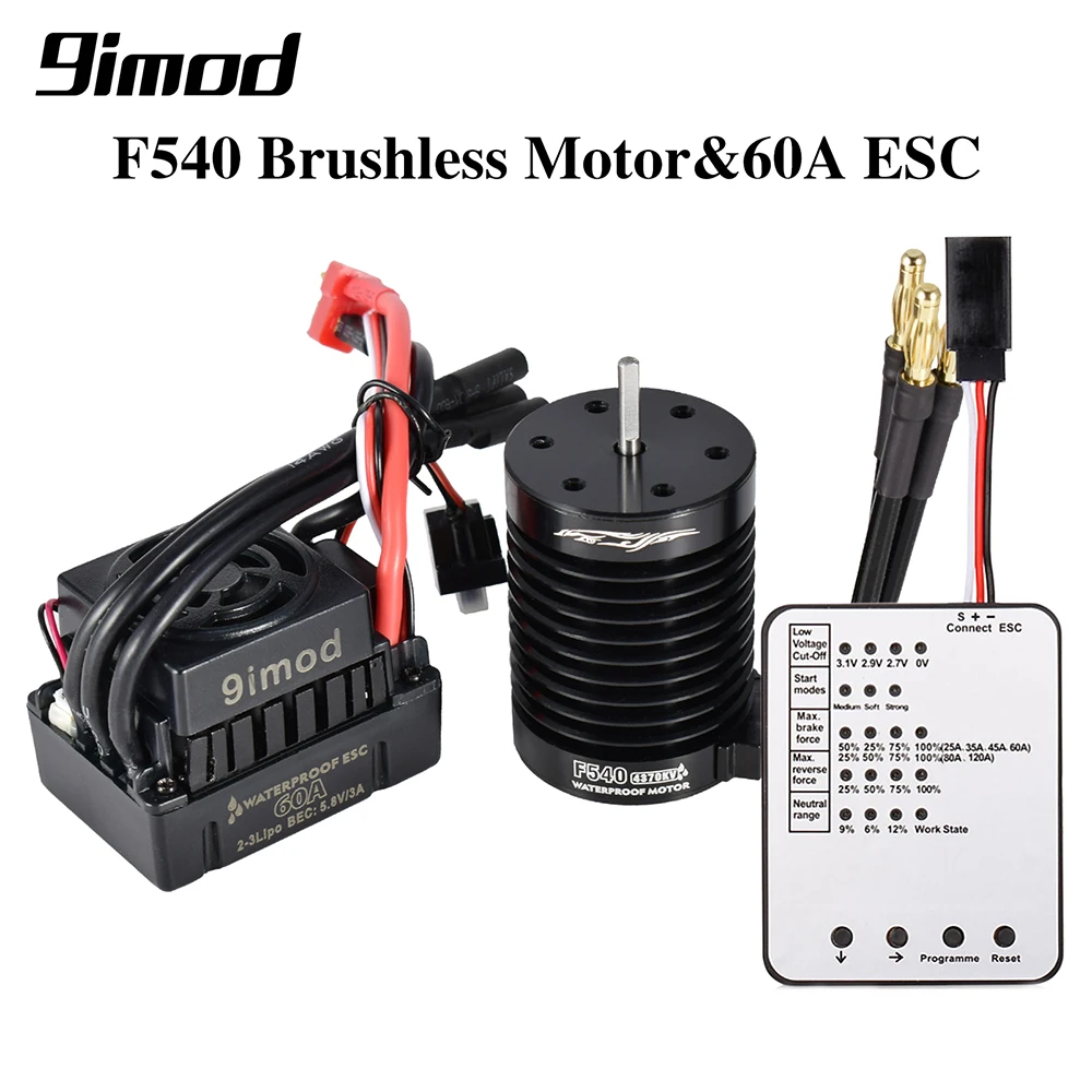 Good Sale 9imod F540-V2 4370KV Brushless Sensorless Waterproof Motor 3.175mm+60A ESC For 1/10 RC Car