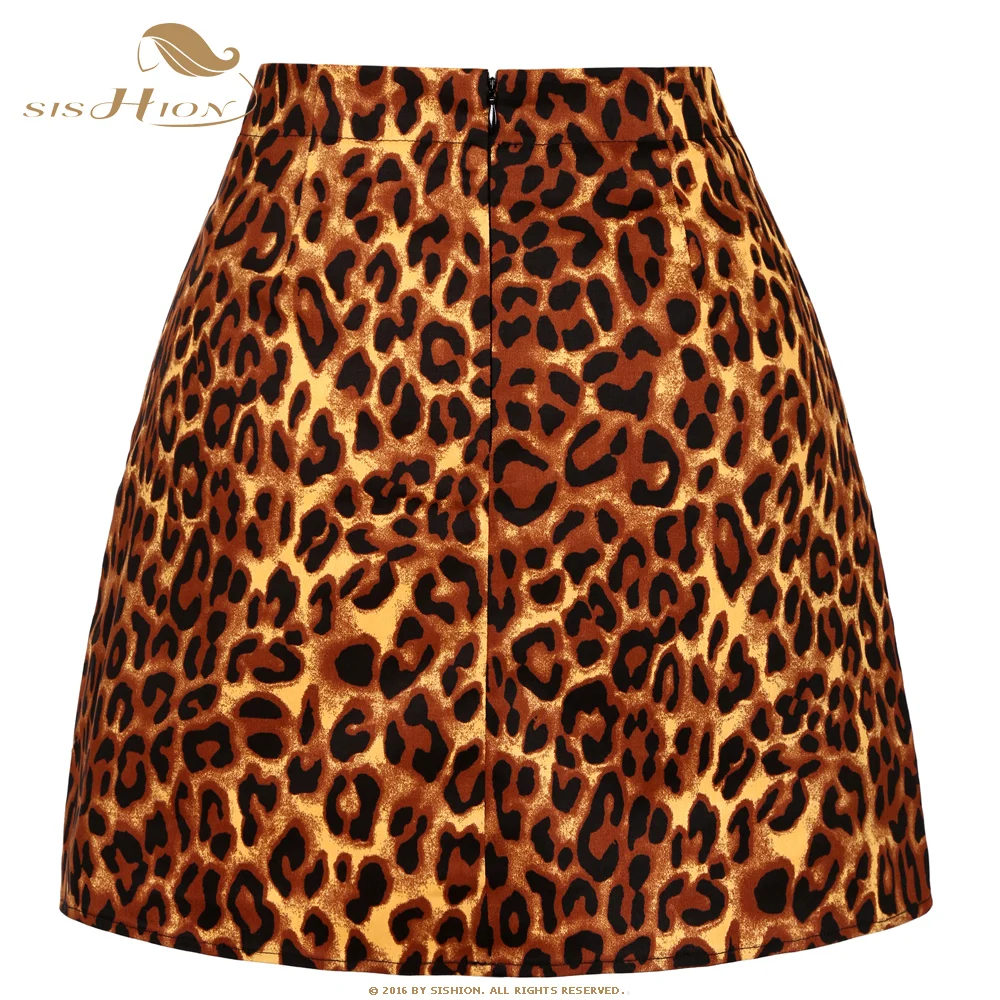 SISHION 2025 Cotton Gothic Sexy Leopard Skirt SS0008 Vintage Animal Print Rock A Line Women Ladies Mini Short Skirt Y2K