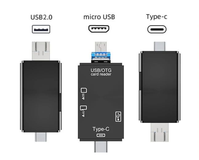 Android phone type-c multi-function 2.0 card reader for SD / TF / U disk memory card computer