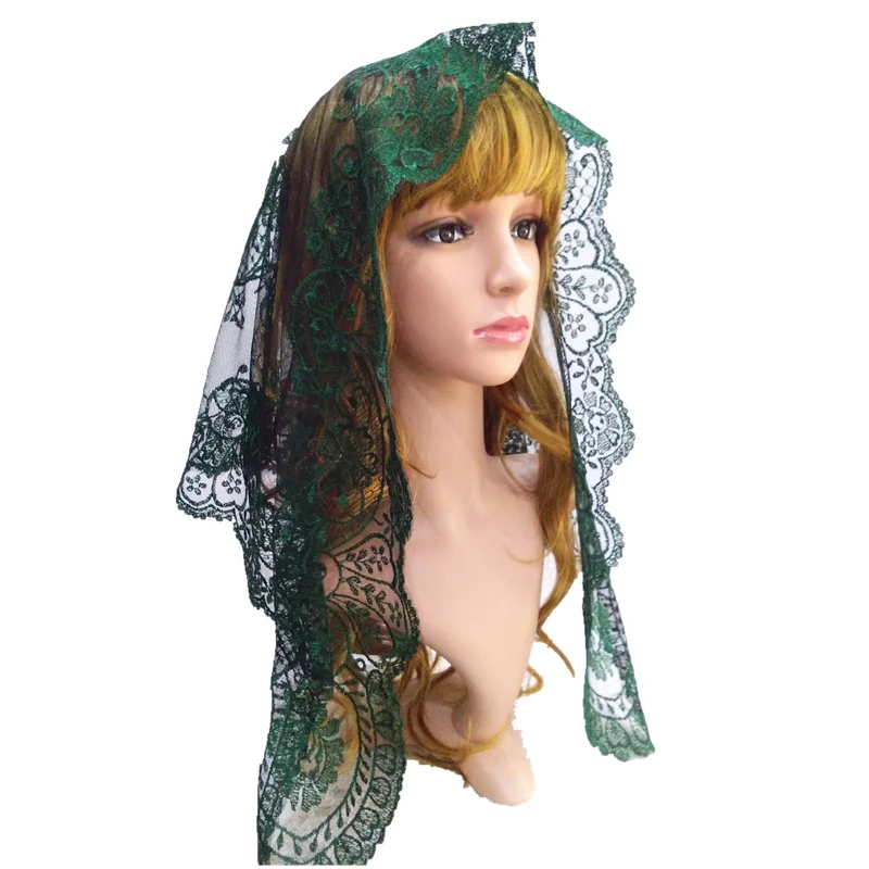 Green Head Covering Lace Mantilla Catholic Veil Church Catholic Gift