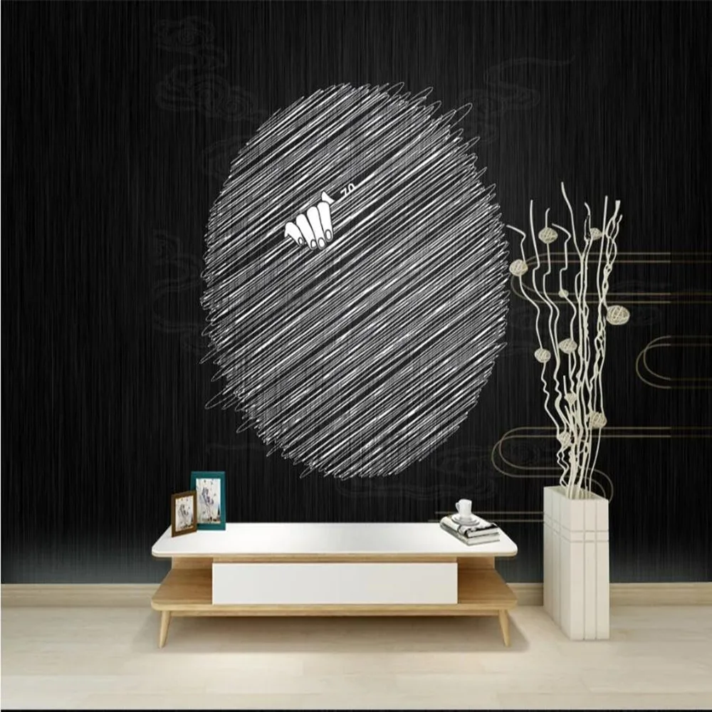 

mi'lo'fi custom large wallpaper mural 3d personality modern line black background wallpaper mural