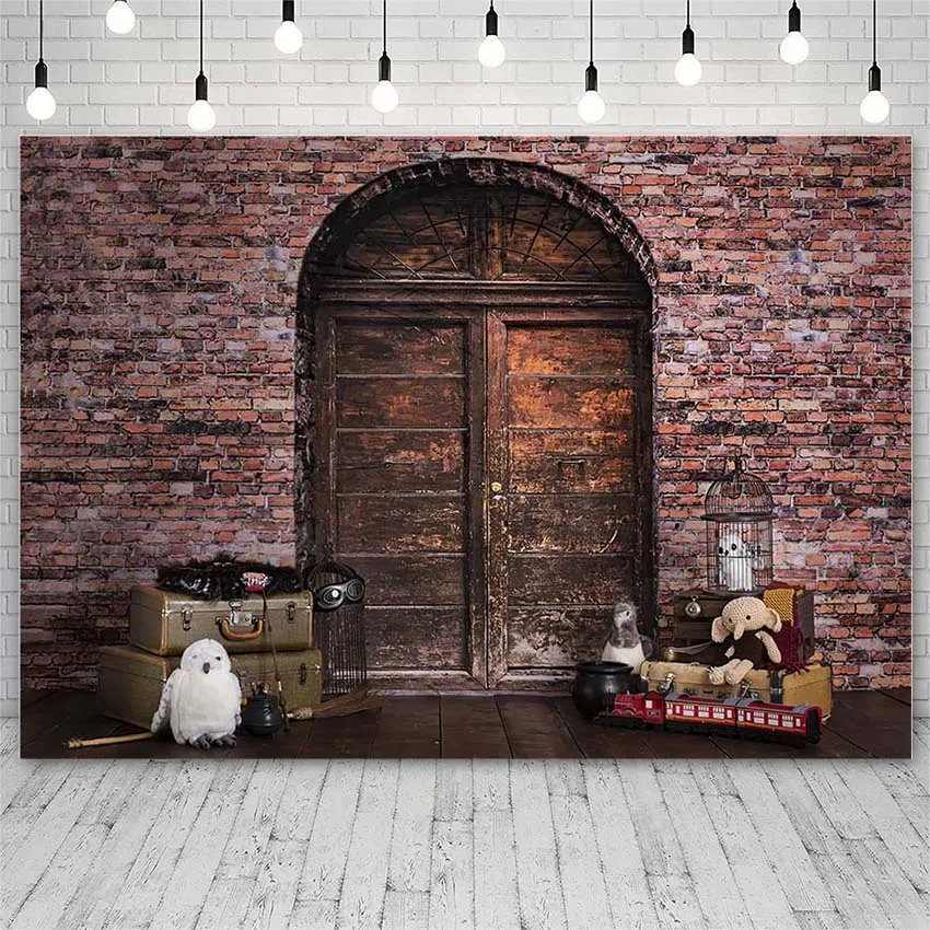 

Avezano Backdrops Vintage Wooden Door Red Brick Wall Newborn Photography Backgrounds For Photo Studio Photozone Photocall Decor