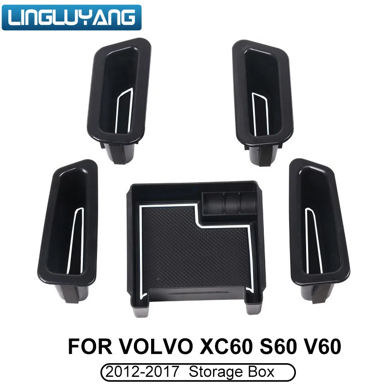 Car Styling for Volvo s60 v60 xc60 storage box door handle Armrest box beige/black Front door+back door Finishing box 2010-2017 